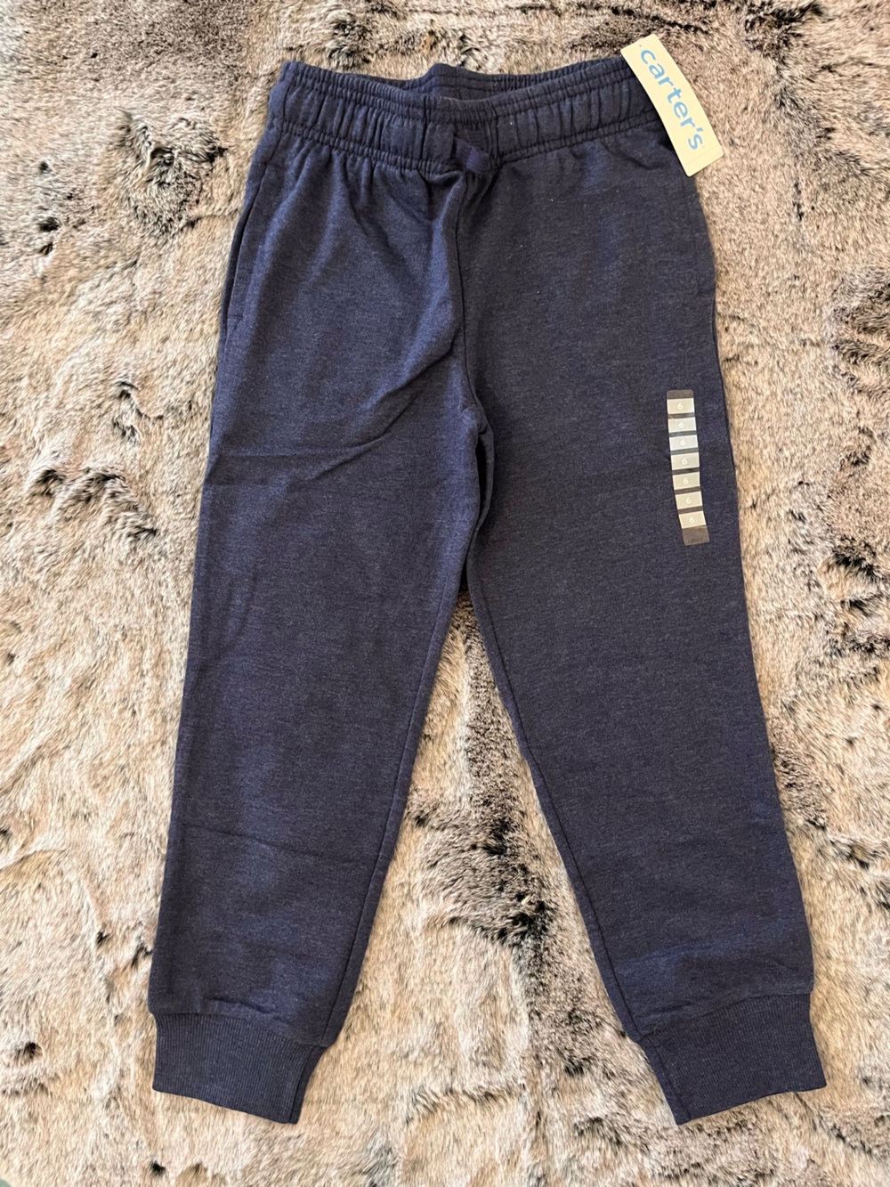 New Carter's Navy Blue Boys French Terry Jogger Pants size 8 & 6